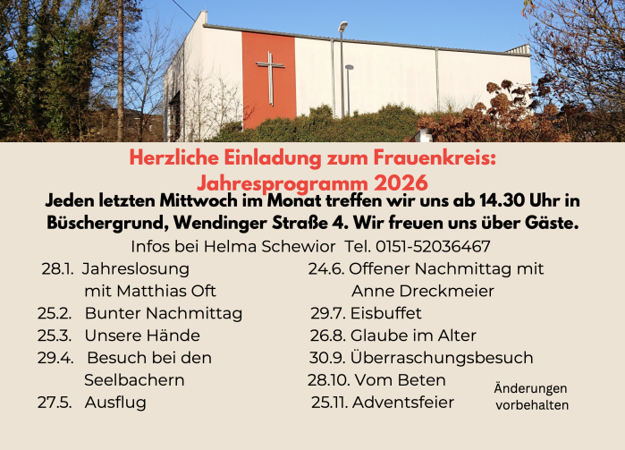 Jahresprogramm des Frauenkreises 2026