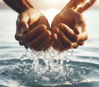 Wasser schöpfende Hände